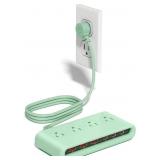 Power Strip with USB C 35W,10-in-1 Flat Plug Wall