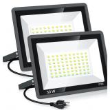 2 Pack 50W LED Flood Light Outdoor,6000K Super Bri