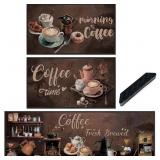 Romart 3 Pcs Vintage Coffee Kitchen Rugs Set, Coff