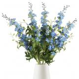 IPOPU Blue Silk Flowers 9PCS Blue Delphinium Artif