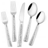 Hammered Silverware Set, 40-Piece Stainless Steel
