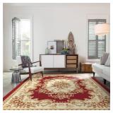 Vintage Floral Area Rug 8x10 Washable Non Slip Far