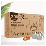 Tea Candles 200 Pack - 8 Hour Burn Time,Unscented