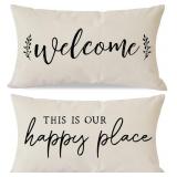PANDICORN Farmhouse Throw Pillow Covers 12x20 Set