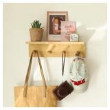 Wall Mount Coat Rack with Shelf, Sturdy Wooden Flo