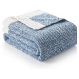 Snuggle Sac Blue Throw Blankets for Couch, Reversi