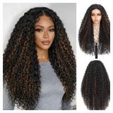 Highlight Ombre Curly Wigs for Women,28 inch Lace