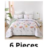 Floral Quilt Set Queen Size,Sage Green Bedspread C