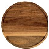 PINXIURY 13.8 Inch Round Wooden Decorative Serving