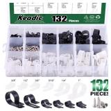 Keadic Cable Clamp 132 Pack Nylon R-Type Cord Fast