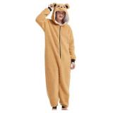 Loiahoer Cute Sherpa Bear Onesie Pajamas Hooded Pl