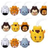 Hoolerry 12 Sets Zoo Animal Cups with Straws and L