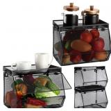 $140 Teenyyou 2 Pcs Stackable Metal Mesh Storage B