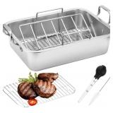 Roasting Pan with Baking Rack,15 Inch Stainless St
