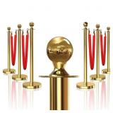 $198 6PCS Gold Stanchions Posts with 4PCS 5 ft Red