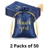 Sieral 50 Pcs Thank You Satin Gift Bags with Draws