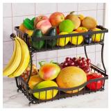 Large 2 Tier Fruit Basket for Kitchen Counter with