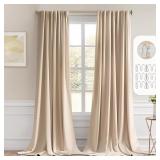 MIULEE Back Tab Beige Curtains 102 Inch Length 2 P