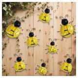 8 PCS Metal Bee Garden Wall Decor, Bumblebee Outdo