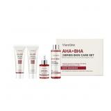 AHA+BHA Series Skin Care Set, Facial Cleanser, Cre