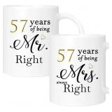 57 Year Anniversary Coffee Mugs Set of 2, 57th Ann