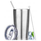 20 oz Tumbler with Lids and Straws, Stainless Stee