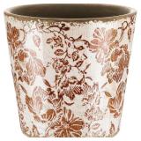 Beeveer Ceramic Beige and Brown Floral Plant Pots