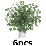 6pcs Eucalyptus Stems Greenery Stems Fake Leaves A