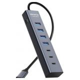 USB C to USB Hub Multiport Adapter, Aluminium 7-Po