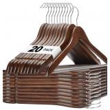 HOUSE DAY Walnut Wooden Hangers 20 Pack, Solid Woo