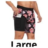 Mens Swim Trunks with Compression Liner 2 in 1 Swi