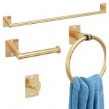 Bathroom Accessories Set, KLJKPA 4 Pieces Gold Bat