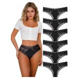 High Waisted Lace Thong for Women No Show V-Back L