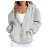 FANCYINN Women's Zip Up Y2K Hoodies Casual Drawstr
