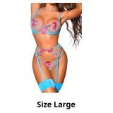 Kaei&Shi Floral Embroidered, Underwire, G-String,