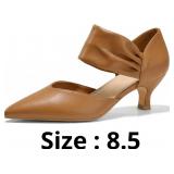 Womens Low Kitten Heels Pointed Toe Slip on Pumps