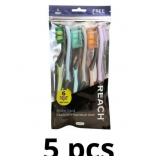 REACH Essentials Toothbrush, Soft, Adult, 5 Count