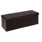 PINPLUS Folding Storage Ottoman Bench, Brown Leath