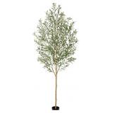 Bellacat 7ft Faux Olive Tree with Real Wood Trunk,