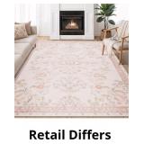 MUJOO 5x7 Area Rugs Washable,Pink Floral Rugs for