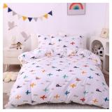 JSD Airplane Kids Duvet Cover Set Twin Size, 2 Pie