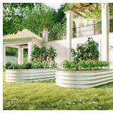 2Pcs Galvanized Raised Garden Bed Kit, Large Oval