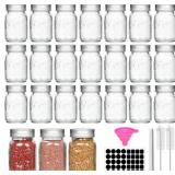 24 Pack Glass Spice Jars with Shaker Lids, 4 oz Ro