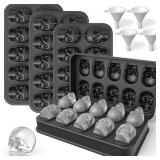 LUSHYUM Skull Ice Cube Mold Tray 3D Skull Mold, 4P