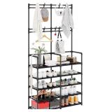 UDEAR 5-Tier Coat and Shoe Rack, Entryway Coat Rac