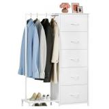 Somdot Dresser with Hang Rack,5 Drawers Small Dres