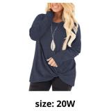 DOLNINE Womens Plus Size Knotted Tops Long Sleeve