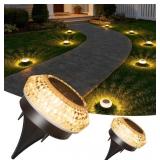 VOLISUN Solar Ground Lights Outdoor, 2 Pack Flat S