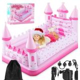 $217 Pink Castle Inflatable Kids Bed, Toddler Trav