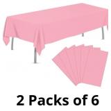 tujol Pink 6 Pack Plastic Table Cloth 54' x 108',